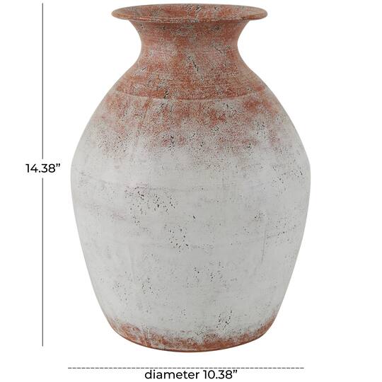 14" White & Rust Distressed Vase